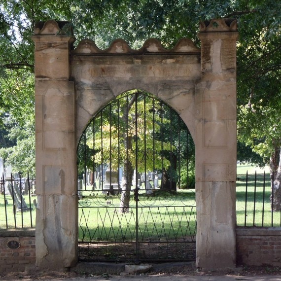 The historic entrance gate of Fredericksburg City Cemetery